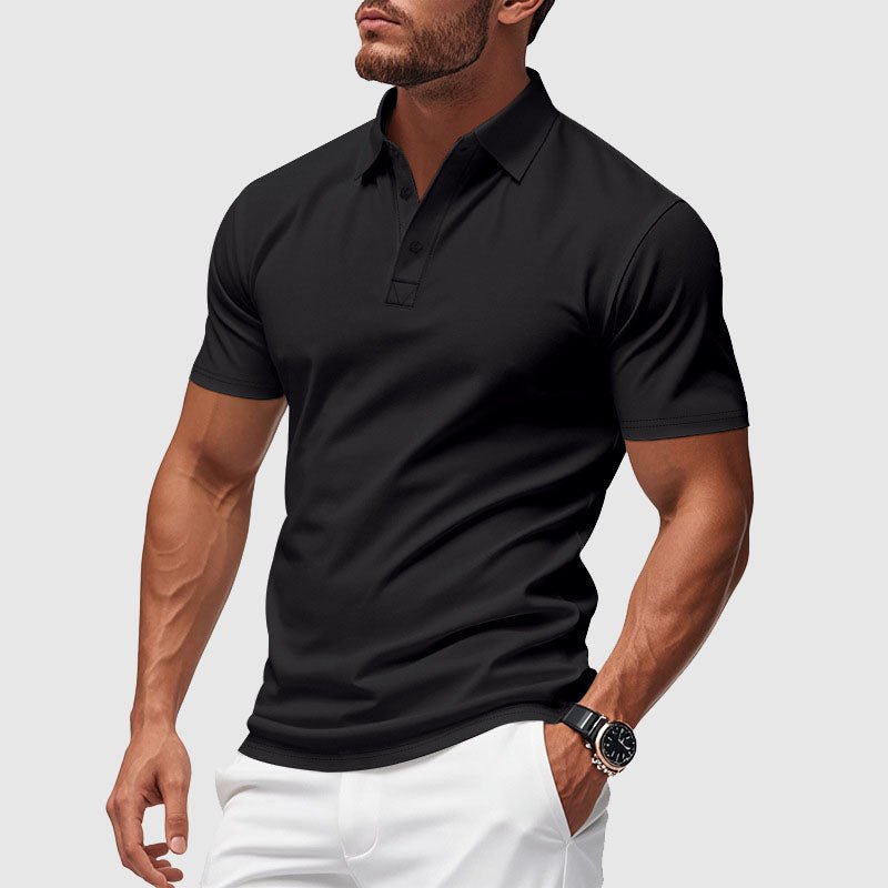 Men's Performance Polo Shirt in Azure with Turn-Down Collar 5