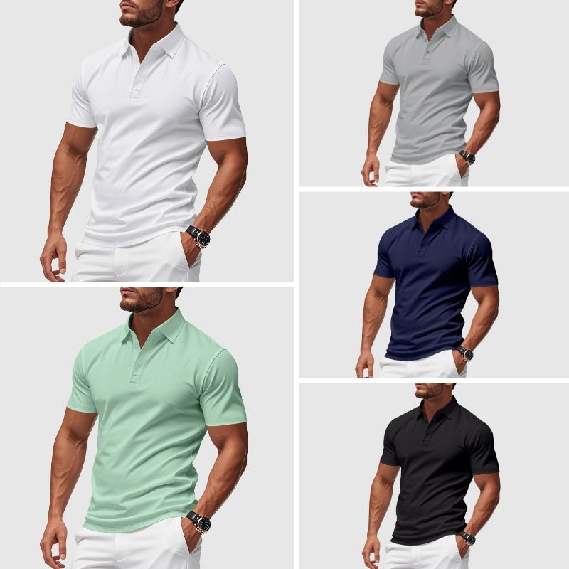 Men's Performance Polo Shirt in Azure with Turn-Down Collar 6