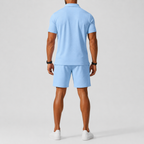 Men's Short Sleeve Polo Shirt and Shorts Set in Breathable Fabric with Relaxed Fit 03