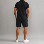 Men's Short Sleeve Polo Shirt and Shorts Set with Zip Collar and Relaxed Fit 03