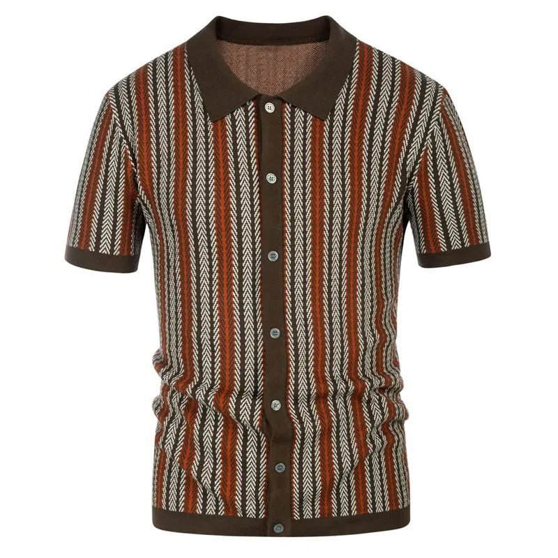 Men's Slim Fit Polo Shirt in Herringbone Pattern for Stylish Comfort 3