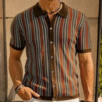 Men's Slim Fit Polo Shirt in Herringbone Pattern for Stylish Comfort 4