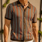 Men's Slim Fit Polo Shirt in Herringbone Pattern for Stylish Comfort 5