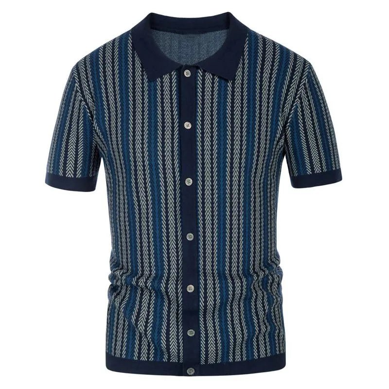 Men's Slim Fit Polo Shirt in Herringbone Pattern for Stylish Comfort 6