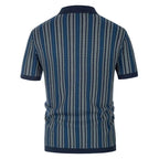 Men's Slim Fit Polo Shirt in Herringbone Pattern for Stylish Comfort 7