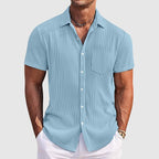 Men's Striped Summer Shirt in Cotton Blend with Turn-Down Collar 1
