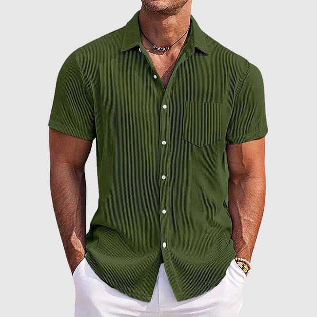 Men's Striped Summer Shirt in Cotton Blend with Turn-Down Collar 2
