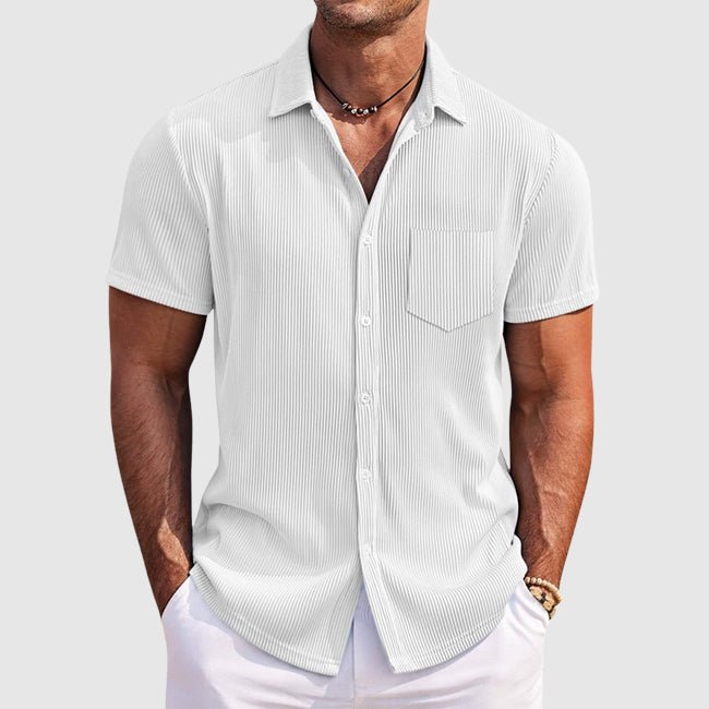 Men's Striped Summer Shirt in Cotton Blend with Turn-Down Collar 3