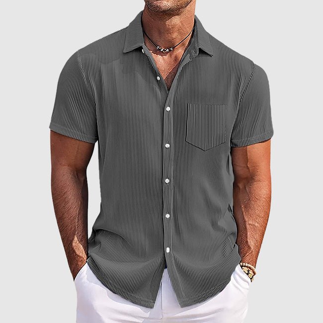 Men's Striped Summer Shirt in Cotton Blend with Turn-Down Collar 4