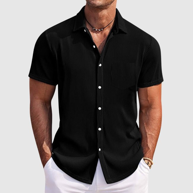 Men's Striped Summer Shirt in Cotton Blend with Turn-Down Collar 5