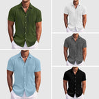 Men's Striped Summer Shirt in Cotton Blend with Turn-Down Collar 6