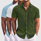 Men's Striped Summer Shirt in Cotton Blend with Turn-Down Collar 7