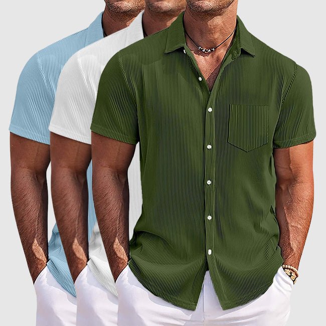 Men's Striped Summer Shirt in Cotton Blend with Turn-Down Collar 7