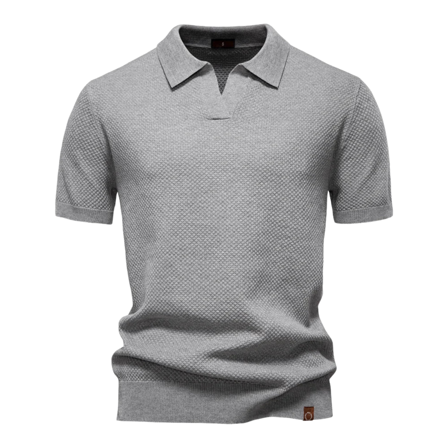 Men's Textured Knit Polo Shirt with Short Sleeves in Soft Fabric 0