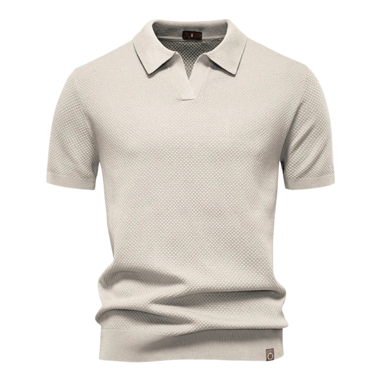 Men's Textured Knit Polo Shirt with Short Sleeves in Soft Fabric 10