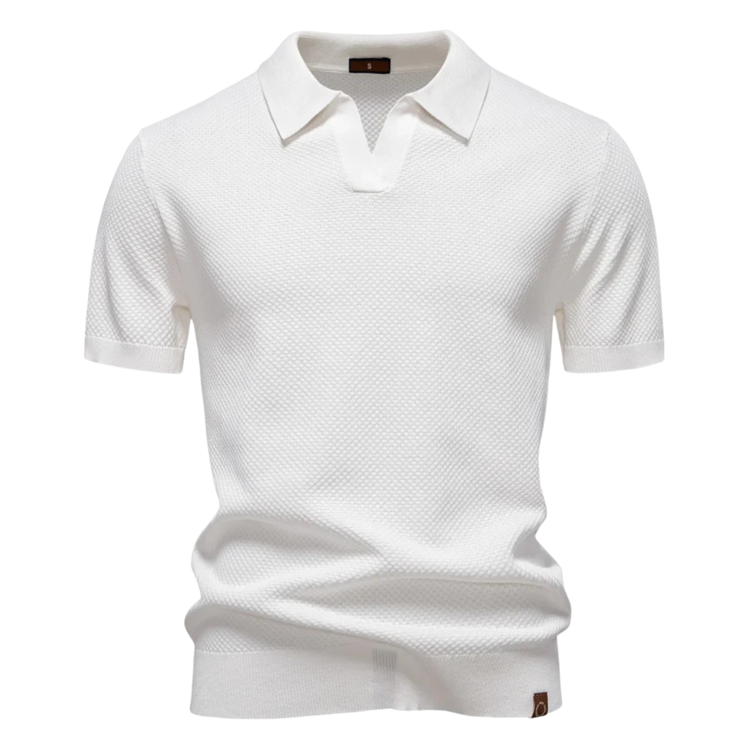 Men's Textured Knit Polo Shirt with Short Sleeves in Soft Fabric 2