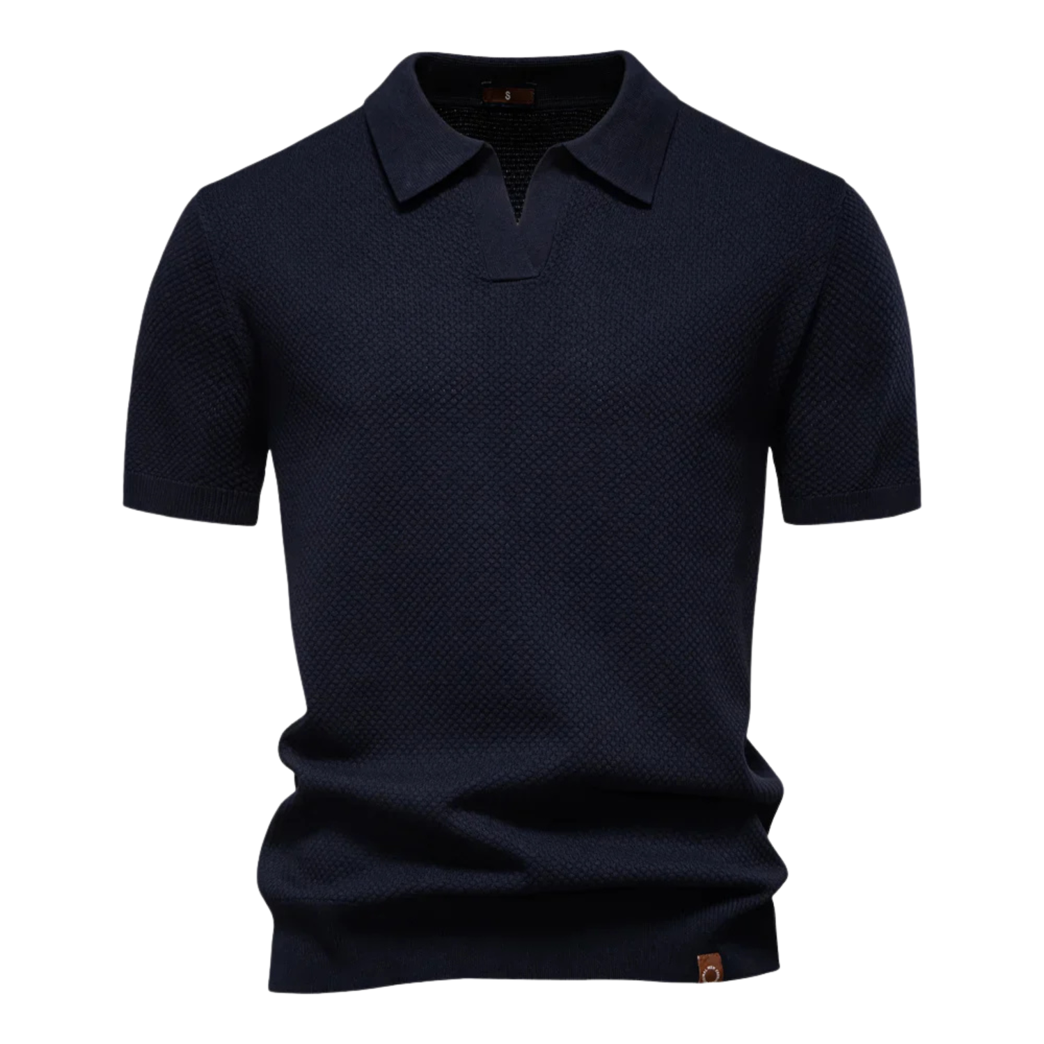 Men's Textured Knit Polo Shirt with Short Sleeves in Soft Fabric 3