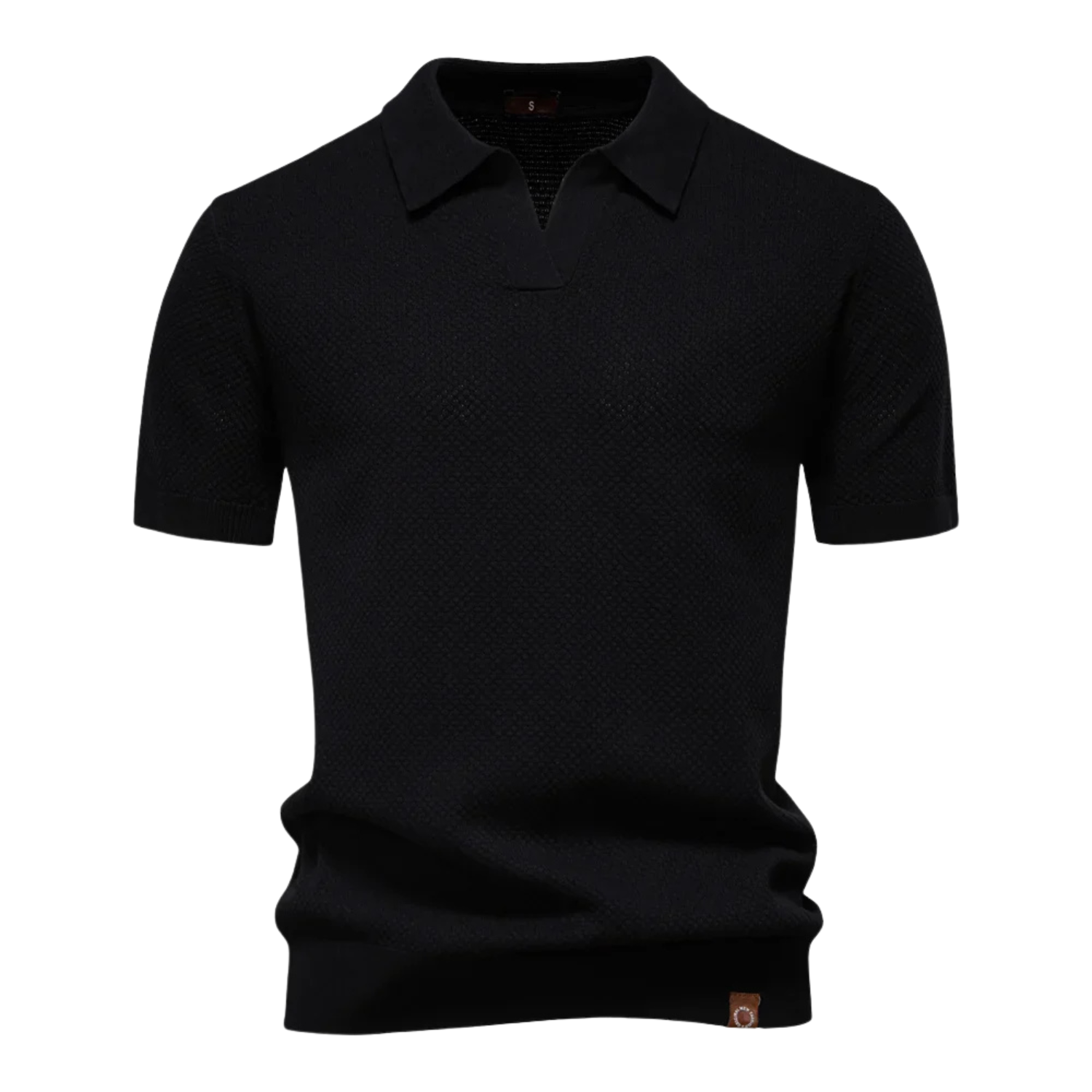 Men's Textured Knit Polo Shirt with Short Sleeves in Soft Fabric 4