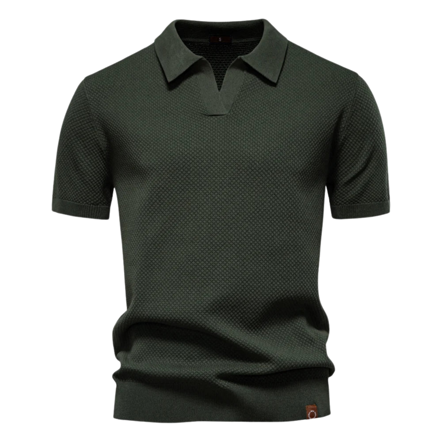 Men's Textured Knit Polo Shirt with Short Sleeves in Soft Fabric 5