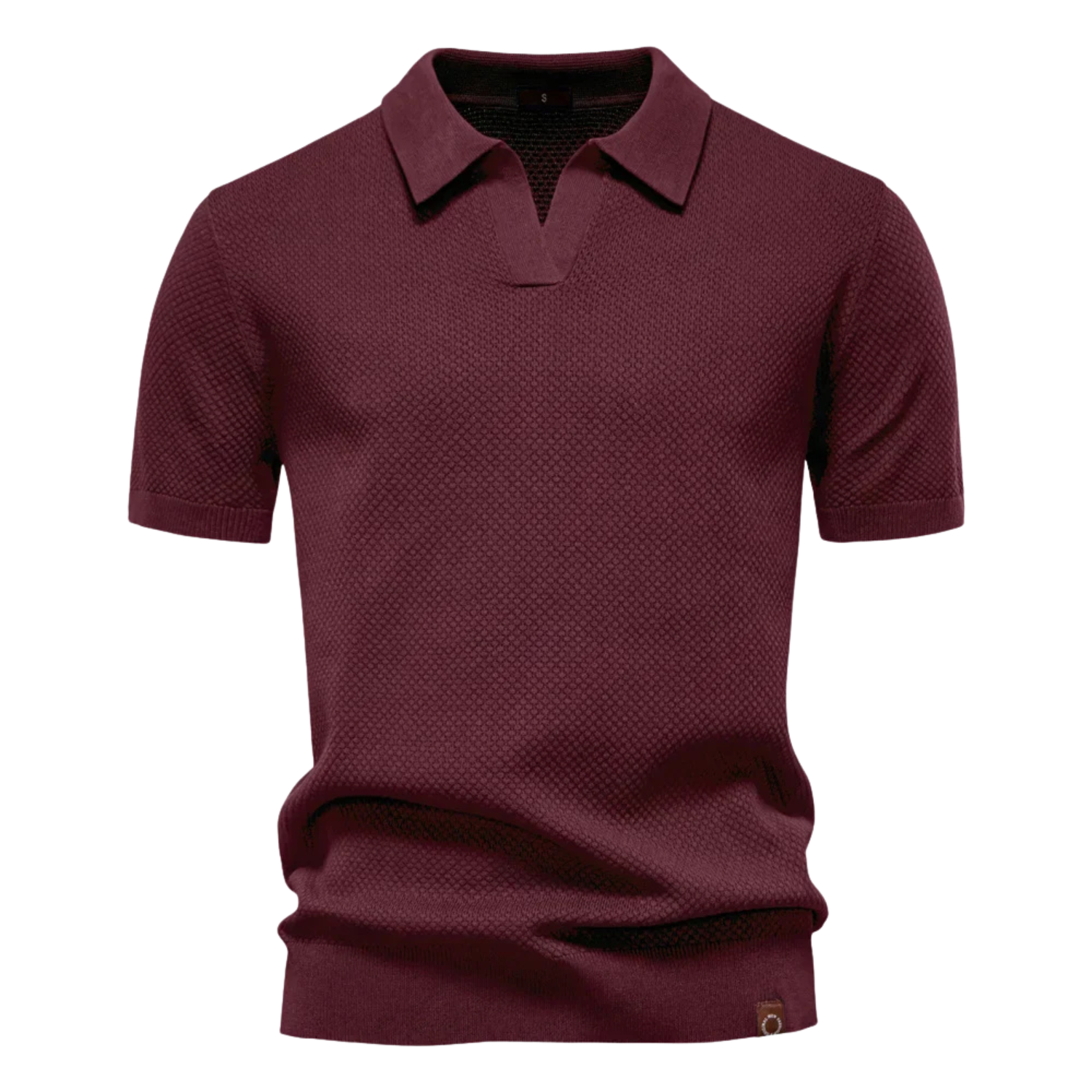 Men's Textured Knit Polo Shirt with Short Sleeves in Soft Fabric 7