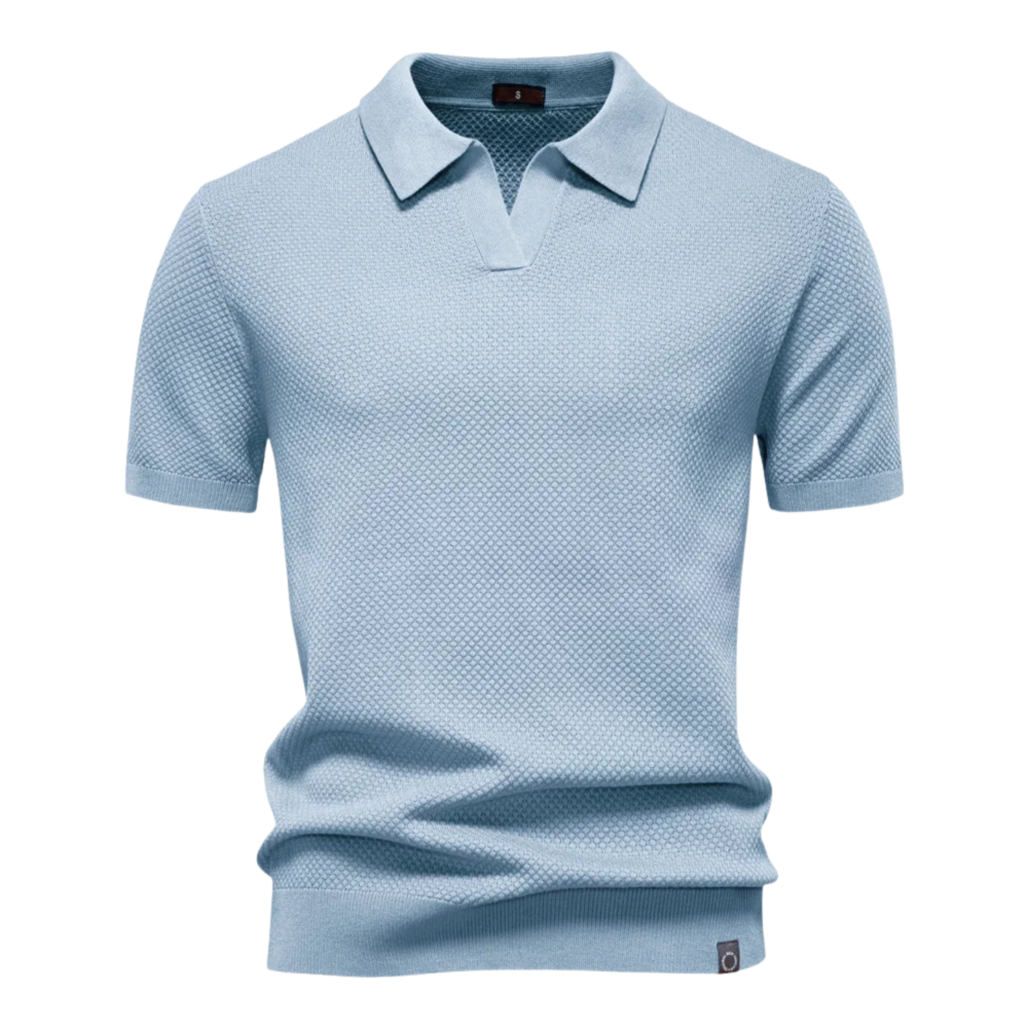 Men's Textured Knit Polo Shirt with Short Sleeves in Soft Fabric 8