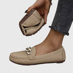 Mila Women's Loafers | Orthopedic Comfort, Cushioned Insole, Chic Gold-Chain Detail 4