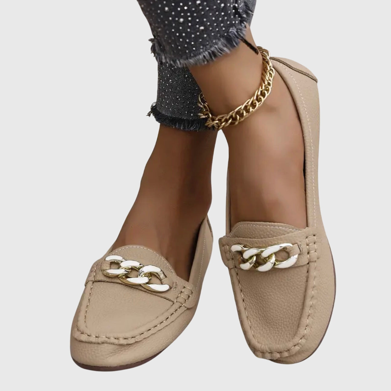 Mila Women's Loafers | Orthopedic Comfort, Cushioned Insole, Chic Gold-Chain Detail 5