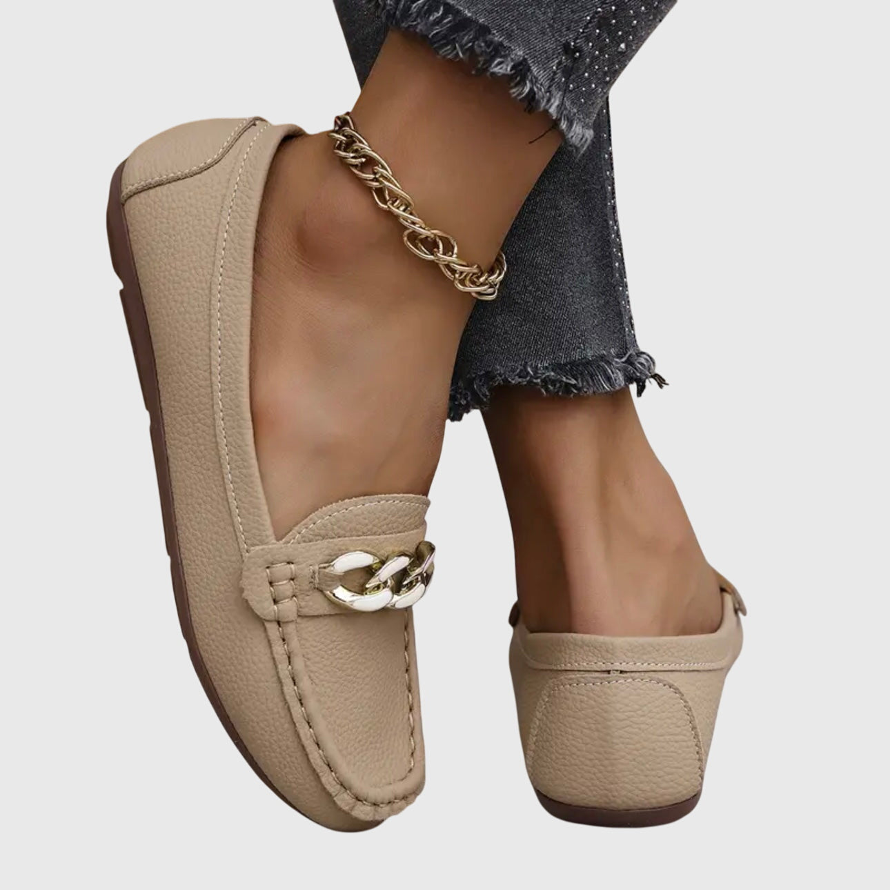 Mila Women's Loafers | Orthopedic Comfort, Cushioned Insole, Chic Gold-Chain Detail 6