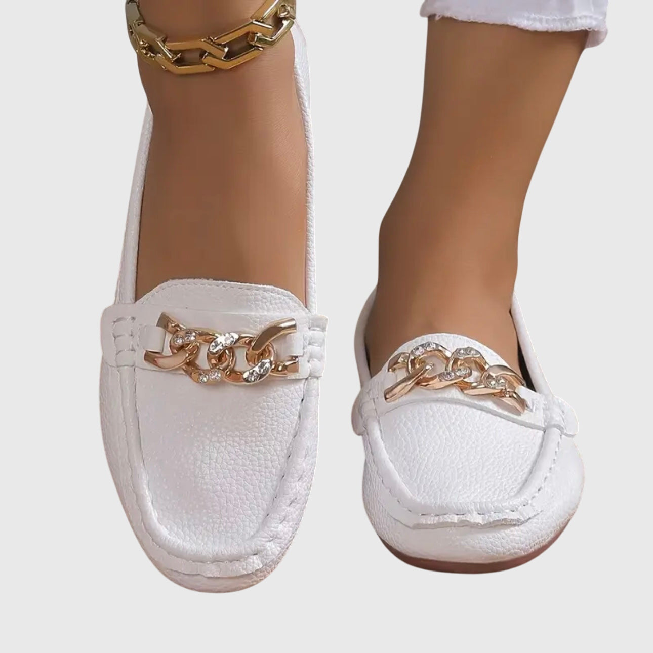 Mila Women's Loafers | Orthopedic Comfort, Cushioned Insole, Chic Gold-Chain Detail 8