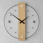 Minimalist Oak Wood & Acrylic Wall Clock - Silent Quartz Non-Ticking Modern Clock
