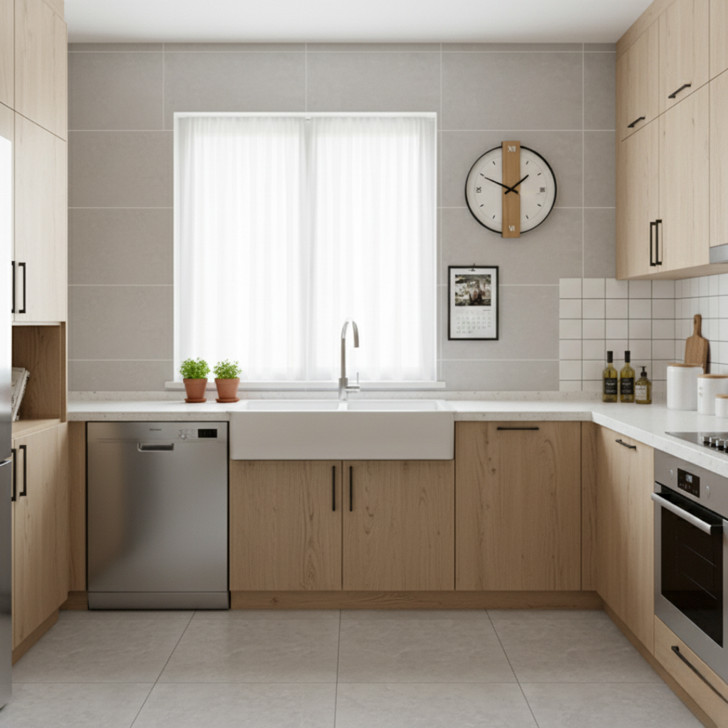 Minimalist Oak Wood & Acrylic Wall Clock - Silent Quartz Non-Ticking Modern Clock