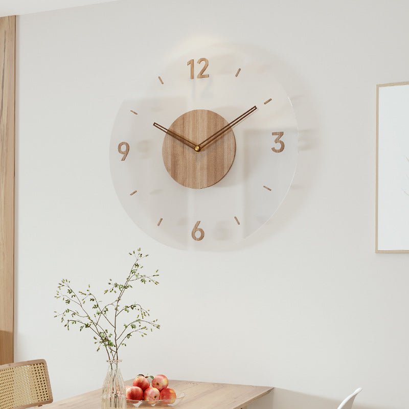 Minimalist Wood Wall Clock - Natural Oak Silent Quartz Movement for Bedroom