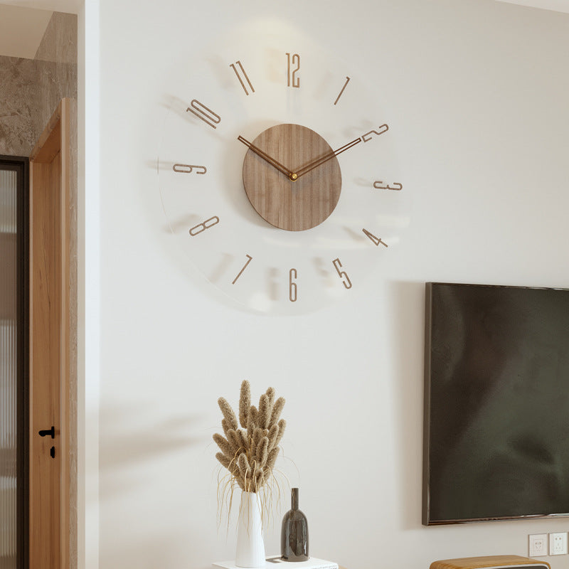 Minimalist Wood Wall Clock - Natural Oak Silent Quartz Movement for Bedroom