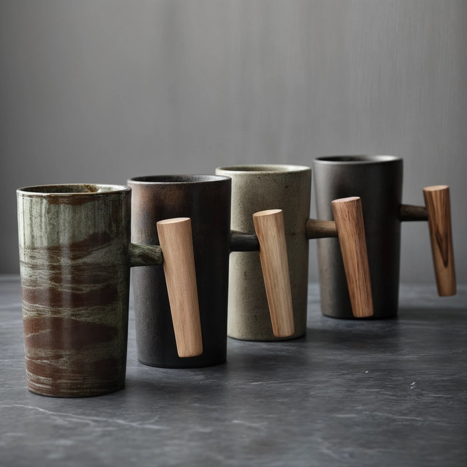 Minimalist Porcelain Drinking Glass with Wood Base – 220 ml Capacity for Coffee and Tea 1