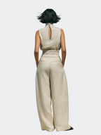 Minimalist Women's Cotton Linen T-Shirt & Baggy Pants Set for Casual Style 4