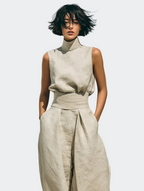 Minimalist Women's Cotton Linen T-Shirt & Baggy Pants Set for Casual Style 5