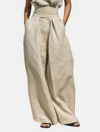 Minimalist Women's Cotton Linen T-Shirt & Baggy Pants Set for Casual Style 6