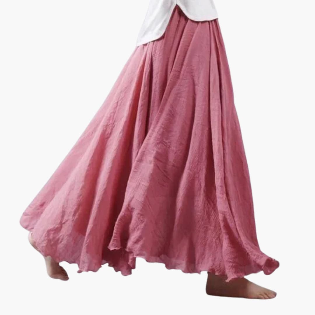 Mira Women's Maxi Skirt | Elastic Waistband, Ankle-Length Polyester 0