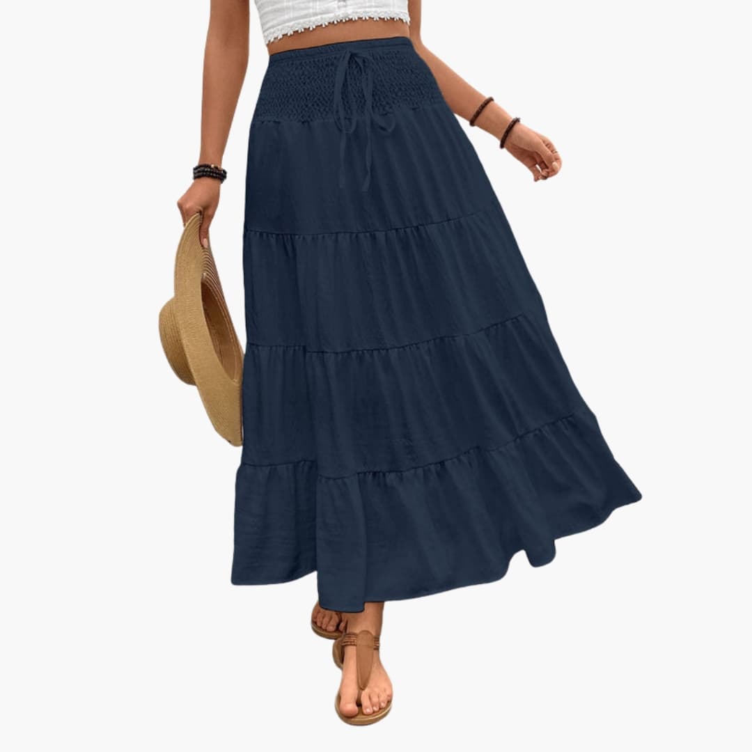 Mira Women's Maxi Skirt | Ruffle Layers, Adjustable Waist 0