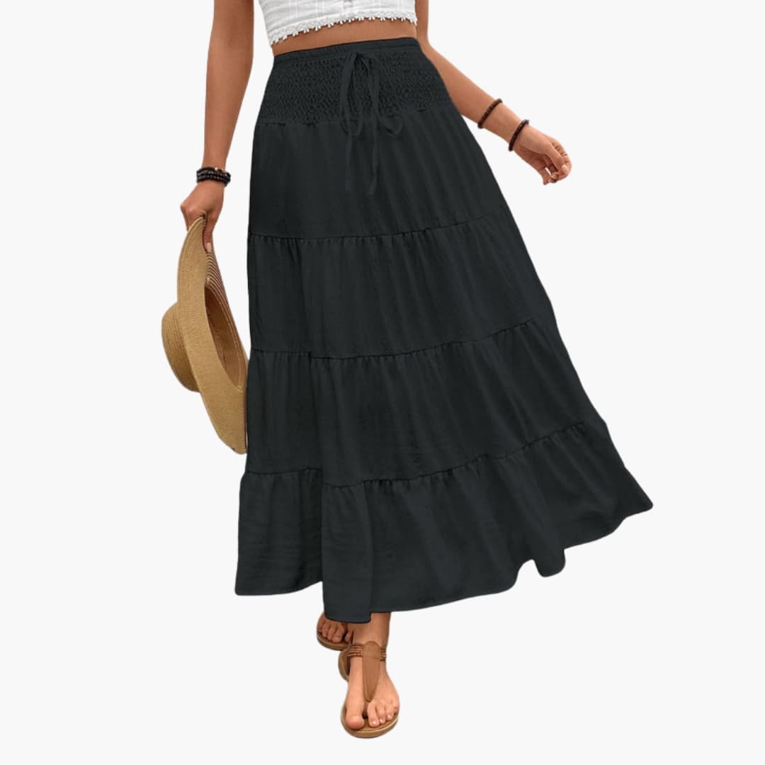 Mira Women's Maxi Skirt | Ruffle Layers, Adjustable Waist 1