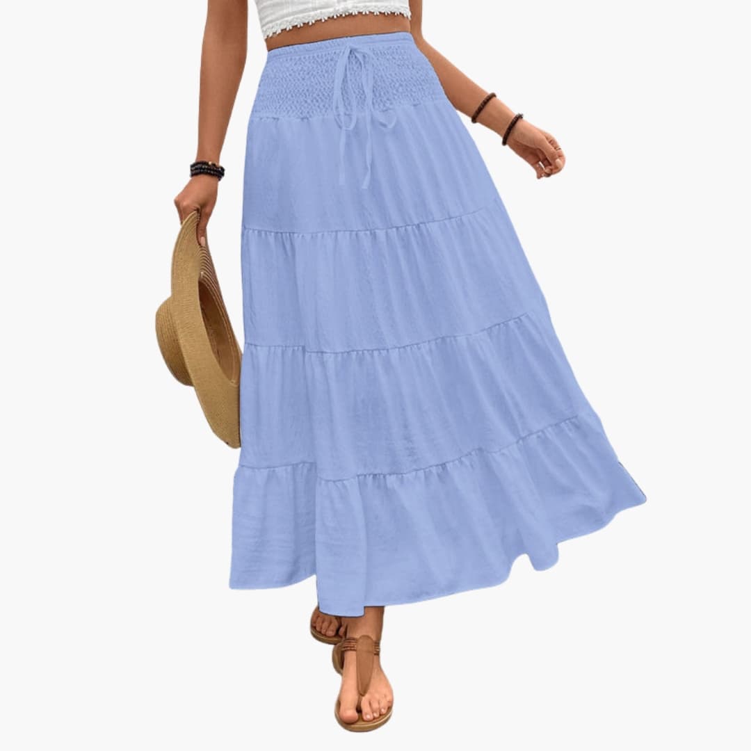 Mira Women's Maxi Skirt | Ruffle Layers, Adjustable Waist 2