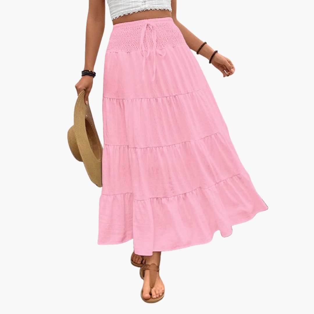 Mira Women's Maxi Skirt | Ruffle Layers, Adjustable Waist 3