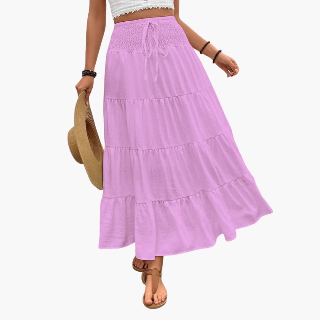 Mira Women's Maxi Skirt | Ruffle Layers, Adjustable Waist 4