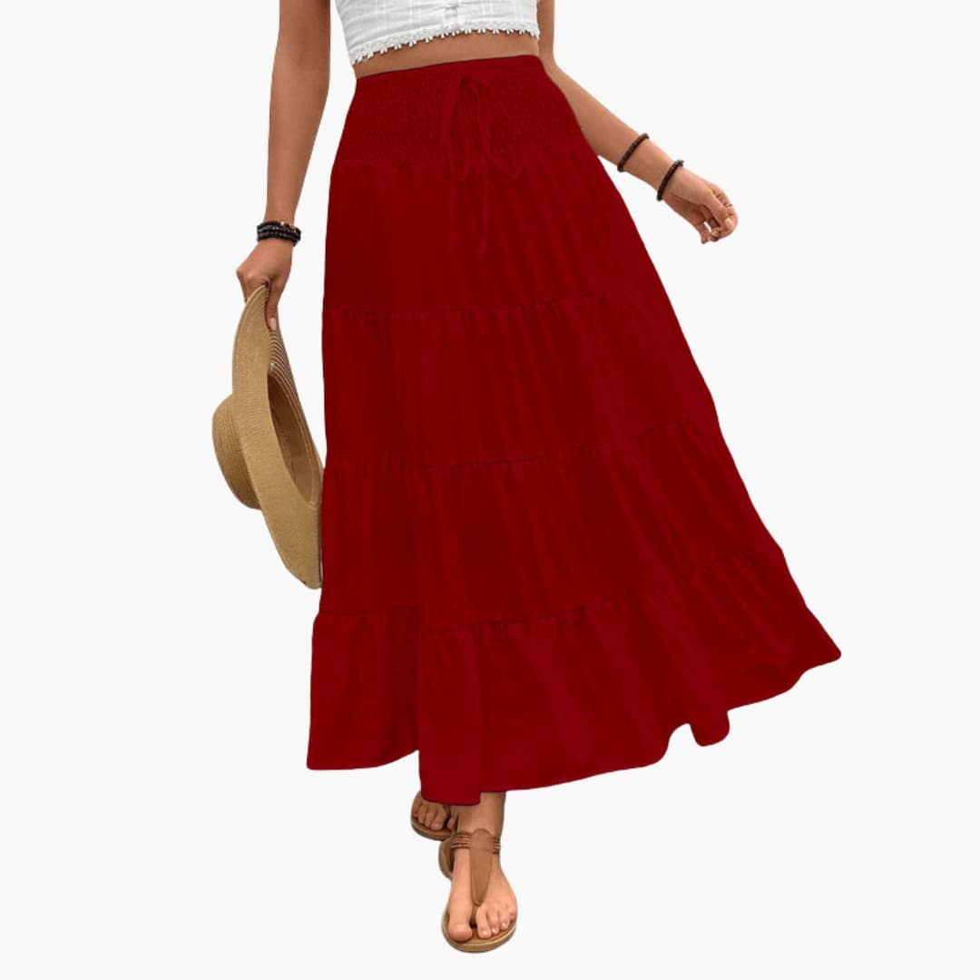 Mira Women's Maxi Skirt | Ruffle Layers, Adjustable Waist 5
