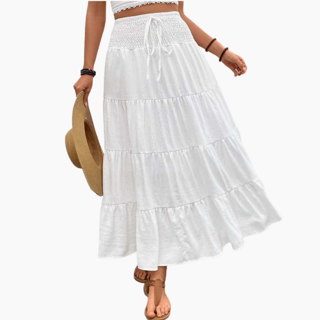 Mira Women's Maxi Skirt | Ruffle Layers, Adjustable Waist 6