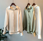 Mira Women's Silk Blouse | Classic Design, Long Sleeve, Plus Size Available 3