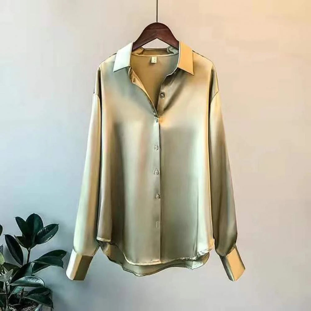 Mira Women's Silk Blouse | Classic Design, Long Sleeve, Plus Size Available 5