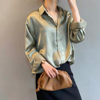 Mira Women's Silk Blouse | Classic Design, Long Sleeve, Plus Size Available 6