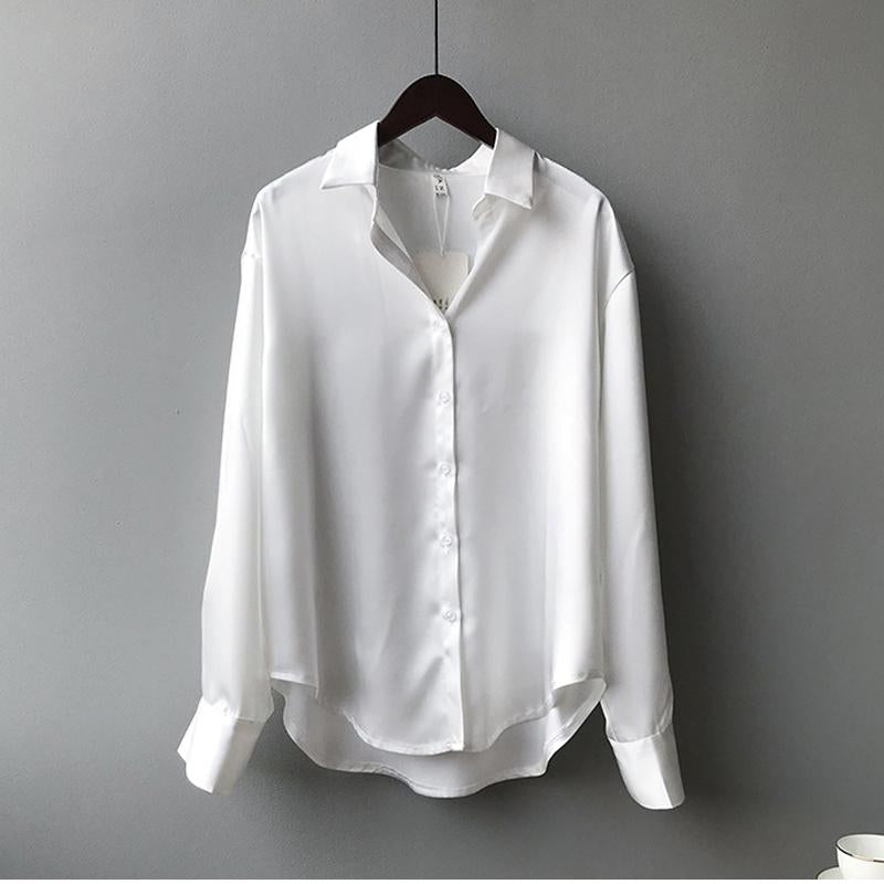 Mira Women's Silk Blouse | Classic Design, Long Sleeve, Plus Size Available 7
