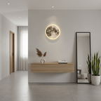 Modern Lunar Moon Wall Clock - Round Silent Quartz, Realistic Moon Texture Print